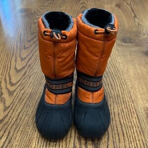 Sorel Bold Orange and Black Snow Boots
